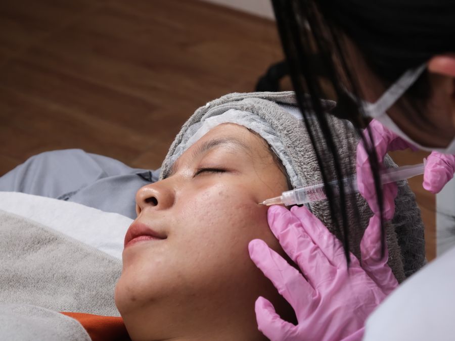 Professional aesthetic skin treatment in a clinic